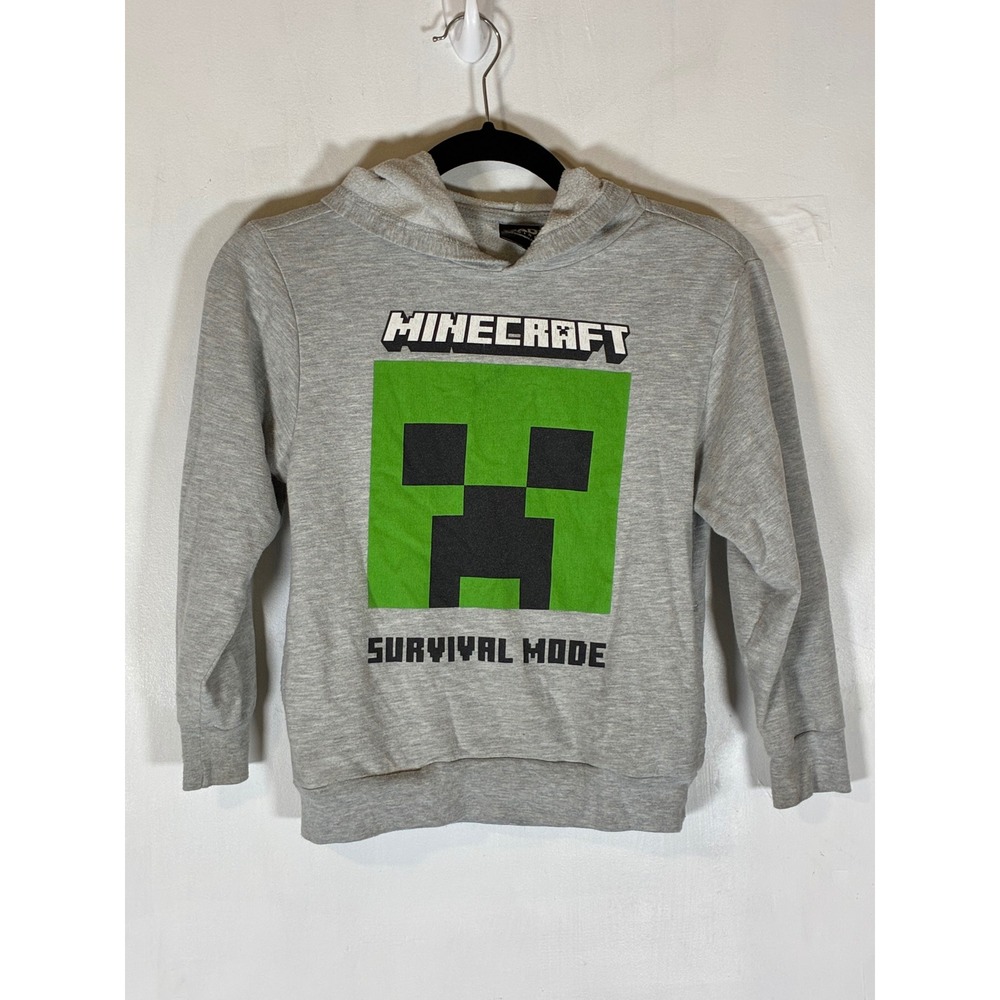 Minecraft Boys Small Gray Creeper TNT Graphic Pullover Hoodie Sweatshirt